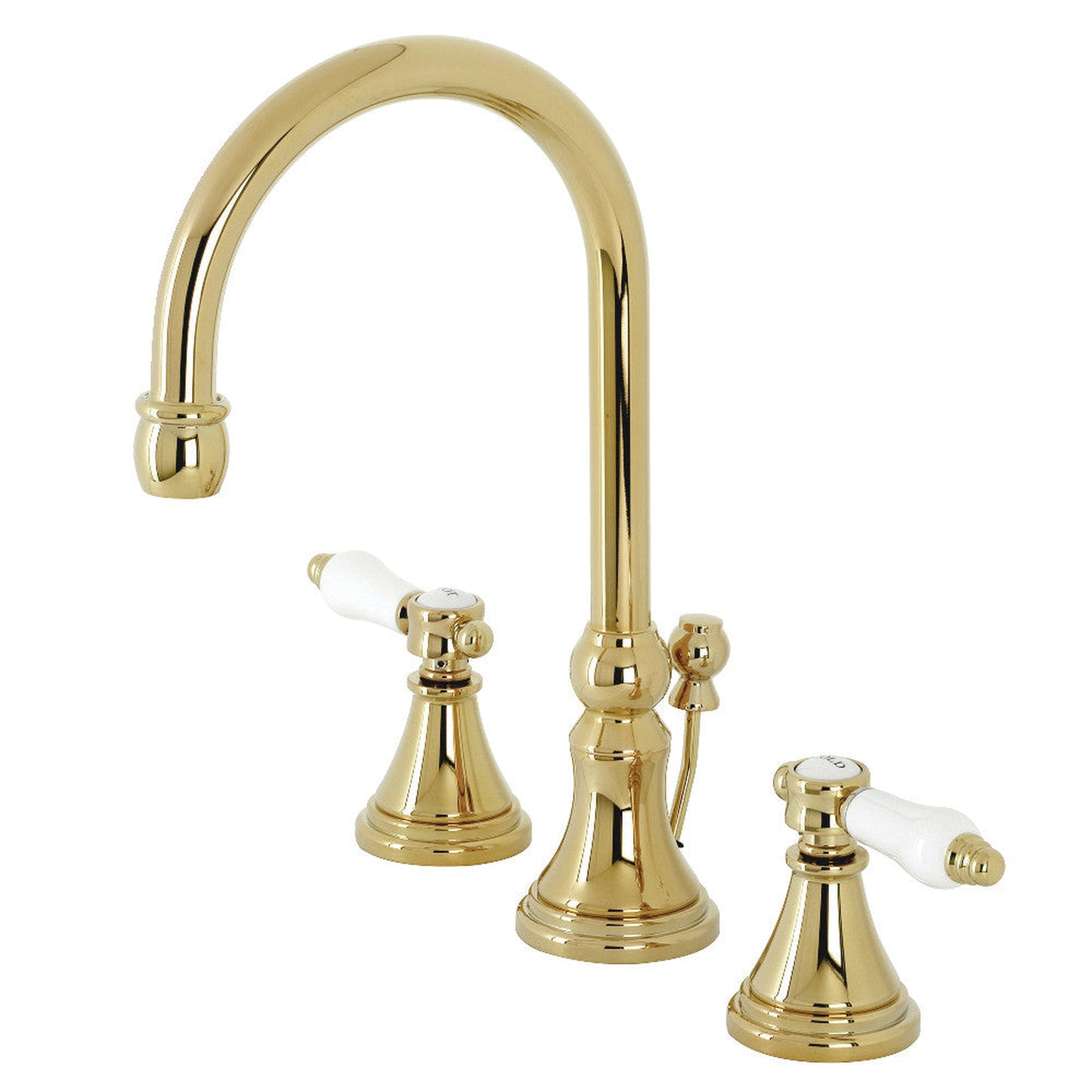 Kingston Brass KS2982BPL Bel-Air Widespread Bathroom Faucet with Brass Pop-Up, Polished Brass