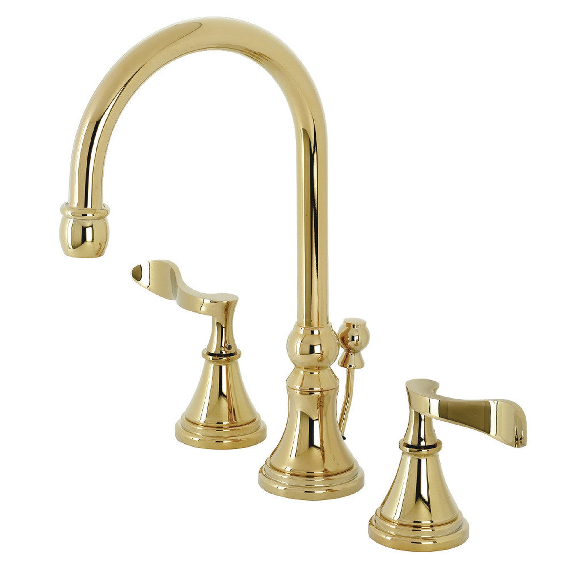 Kingston Brass KS2982CFL Century Widespread Bathroom Faucet with Brass Pop-Up, Polished Brass