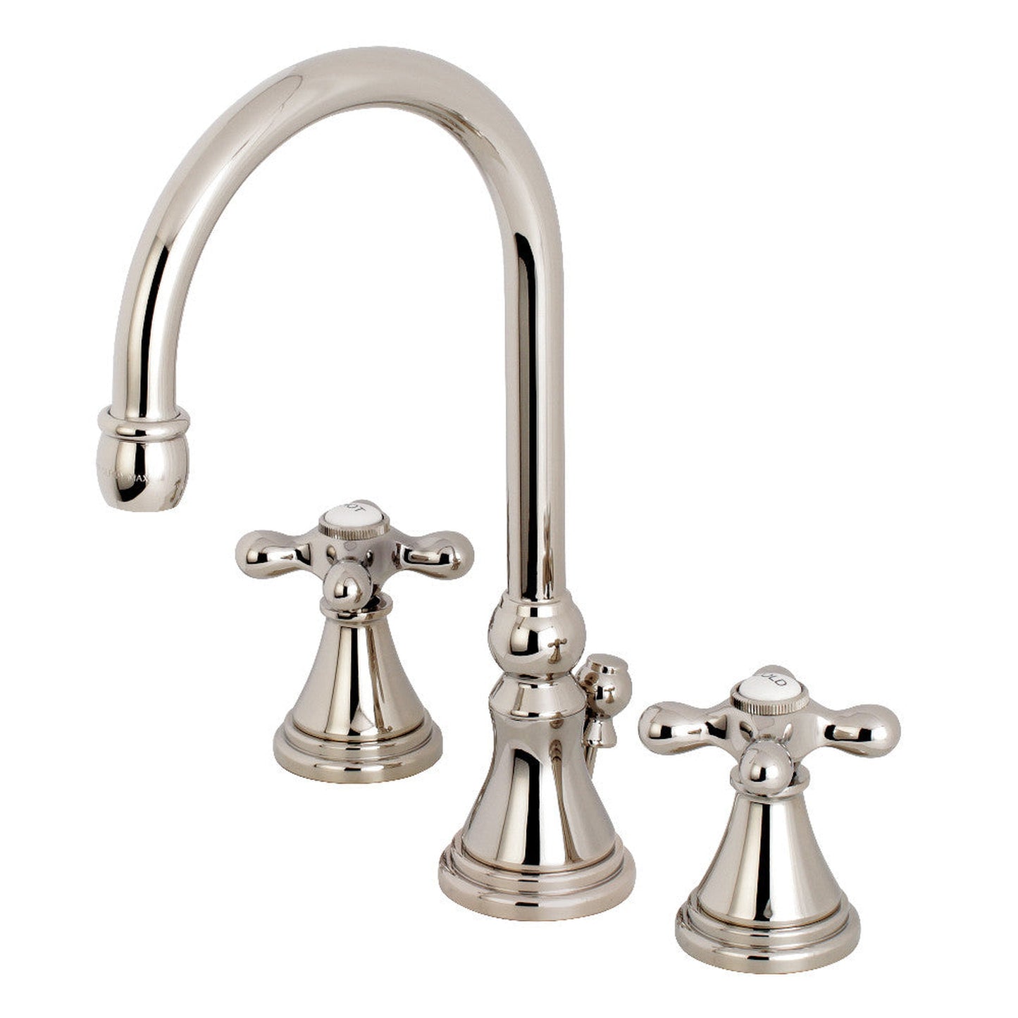 Kingston Brass KS2986AX Governor Widespread Bathroom Faucet with Brass Pop-Up, Polished Nickel