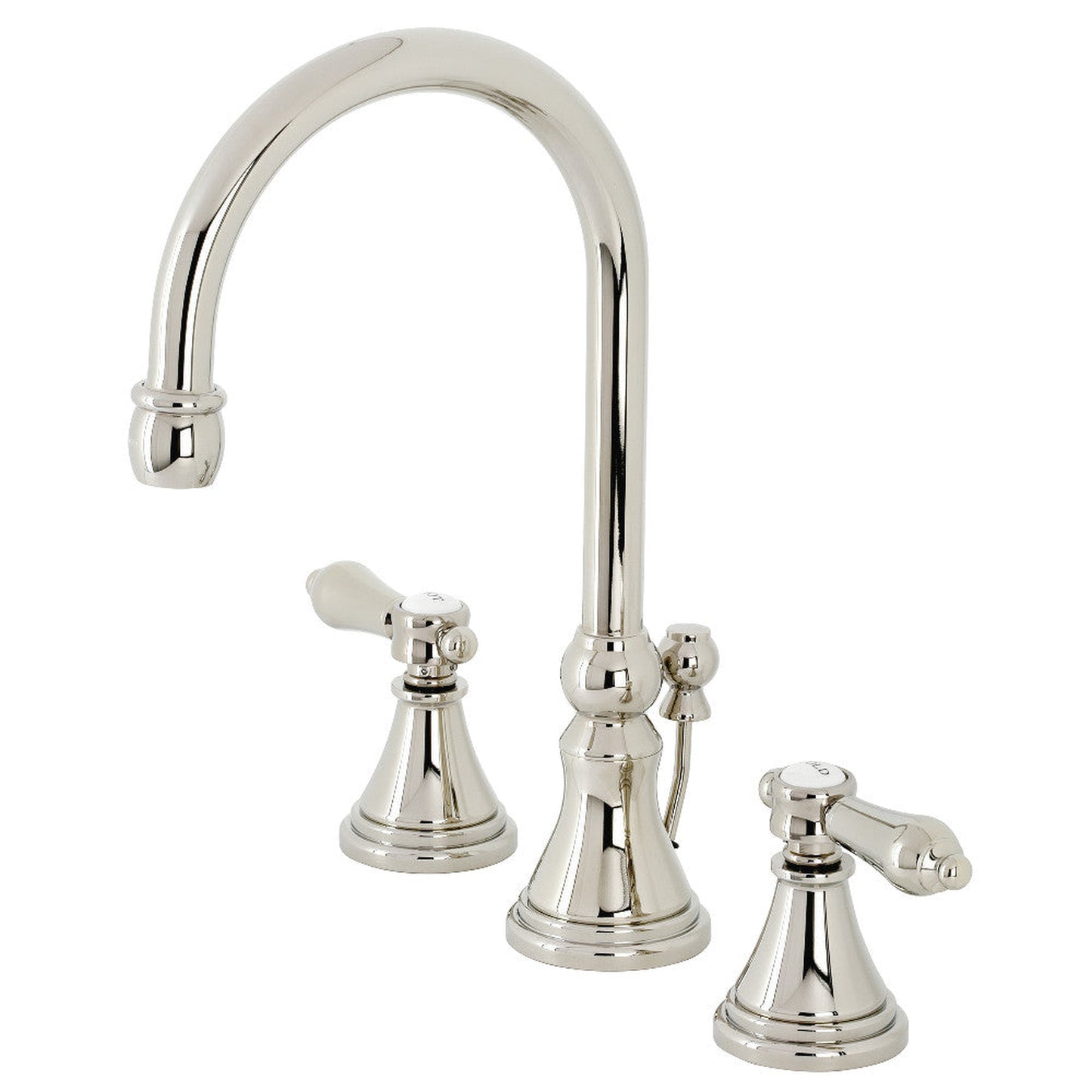 Kingston Brass KS2986BAL Heirloom Widespread Bathroom Faucet with Brass Pop-Up, Polished Nickel