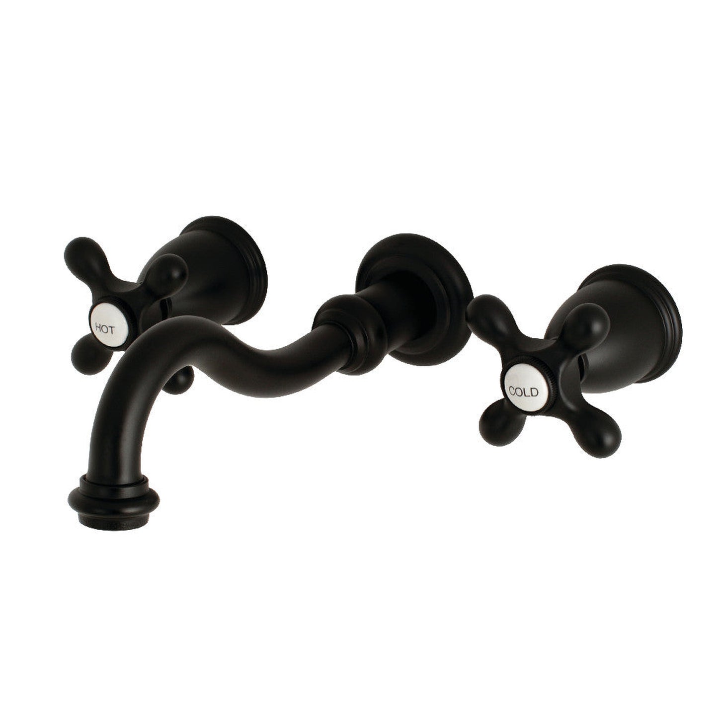 Kingston Brass KS3120AX Vintage 2-Handle Wall Mount Bathroom Faucet, Matte Black