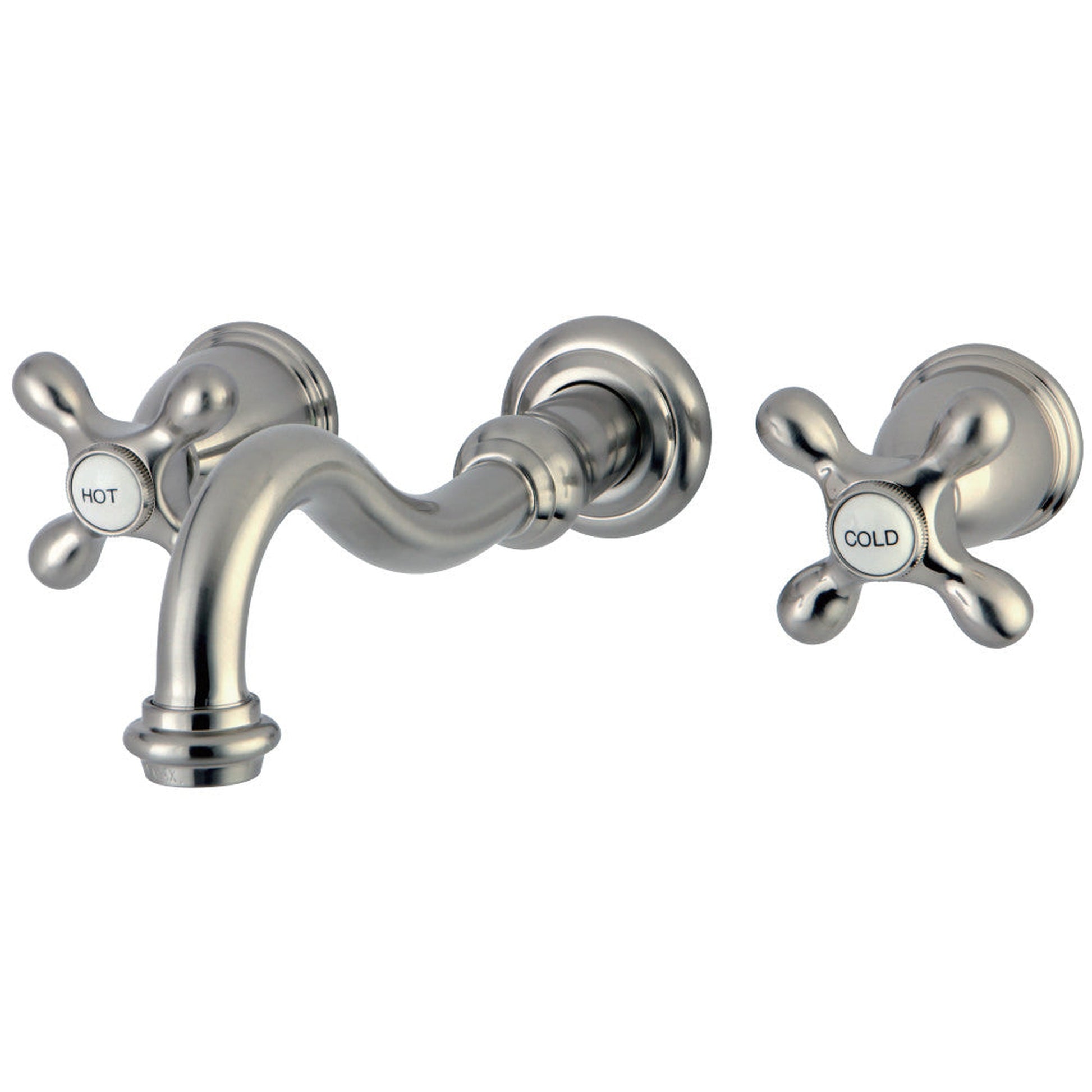 Kingston Brass KS3128AX Vintage 2-Handle Wall Mount Bathroom Faucet, Brushed Nickel