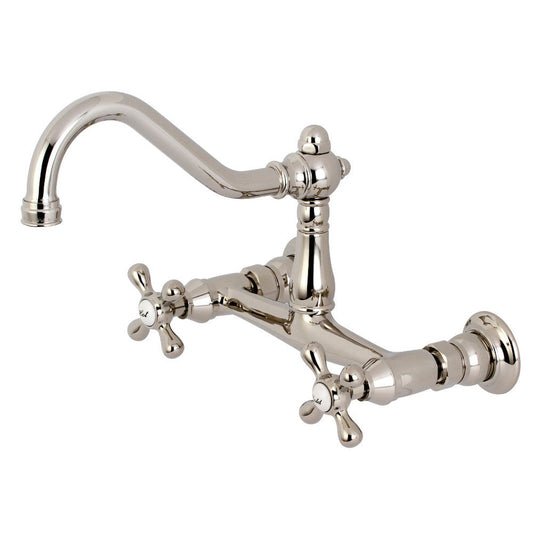 Kingston Brass KS3246AX 8" Center Wall Mount Bathroom Faucet, Polished Nickel