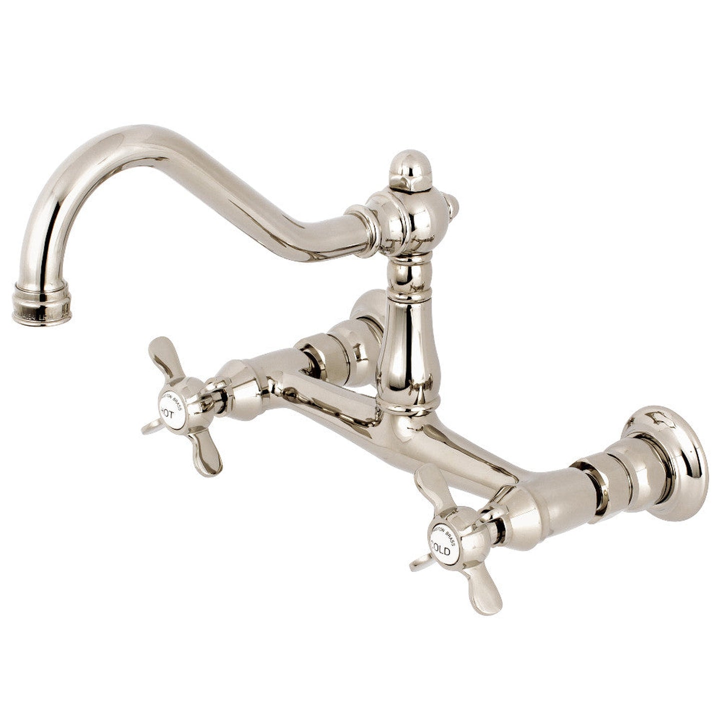 Kingston Brass KS3246BEX 8" Center Wall Mount Bathroom Faucet, Polished Nickel