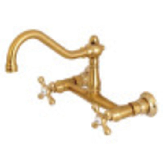 Kingston Brass KS3247AX 8" Center Wall Mount Bathroom Faucet, Brushed Brass