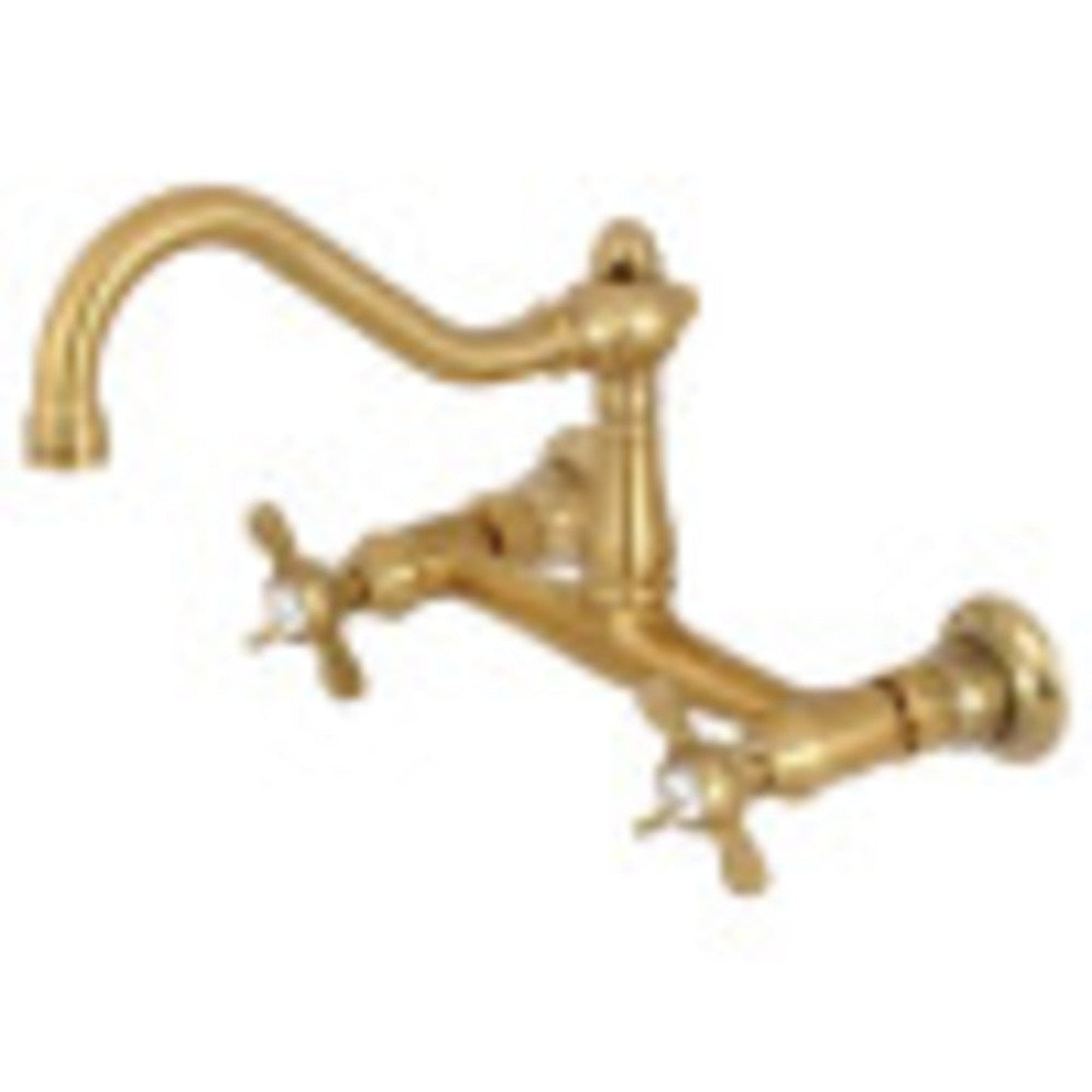 Kingston Brass KS3247BEX 8" Center Wall Mount Bathroom Faucet, Brushed Brass