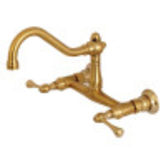 Kingston Brass KS3247BL 8" Center Wall Mount Bathroom Faucet, Brushed Brass