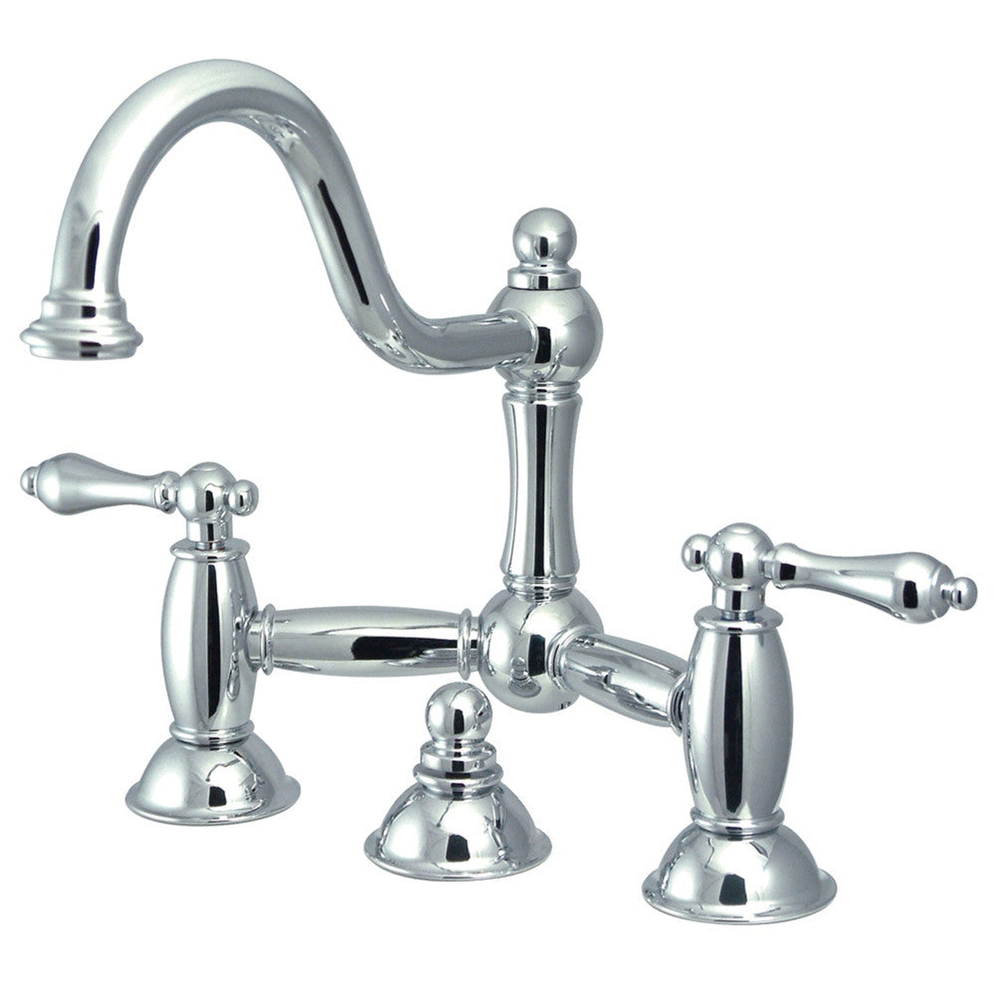 Kingston Brass KS3911AL Restoration Bathroom Bridge Faucet, Polished Chrome