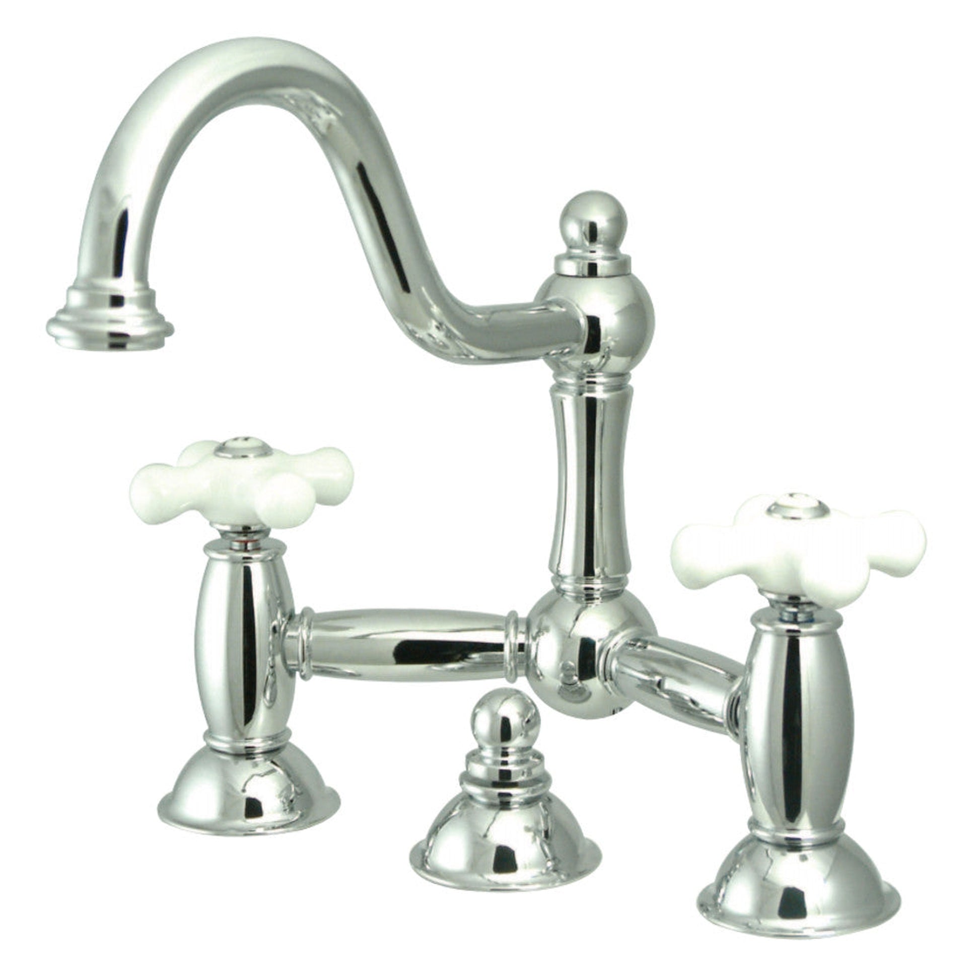 Kingston Brass KS3911PX Restoration Bathroom Bridge Faucet, Polished Chrome