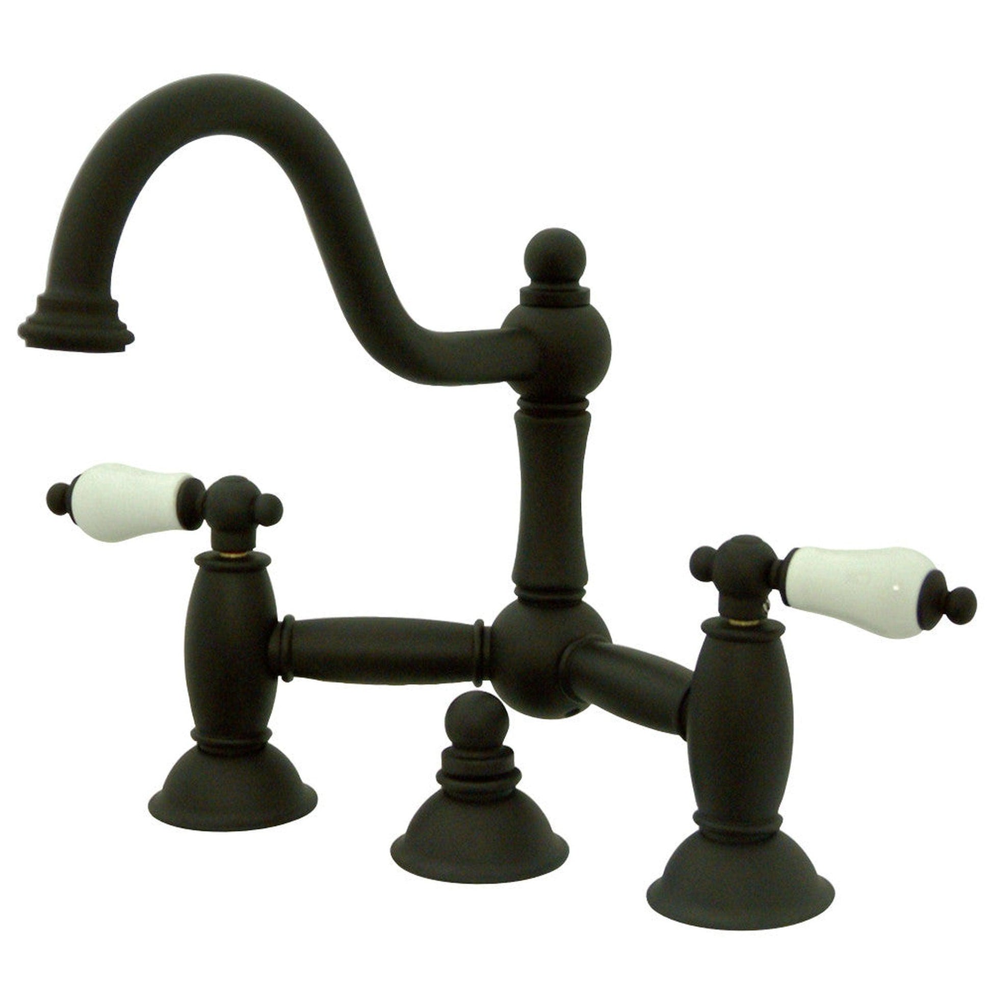 Kingston Brass KS3915PL Restoration Bathroom Bridge Faucet, Oil Rubbed Bronze