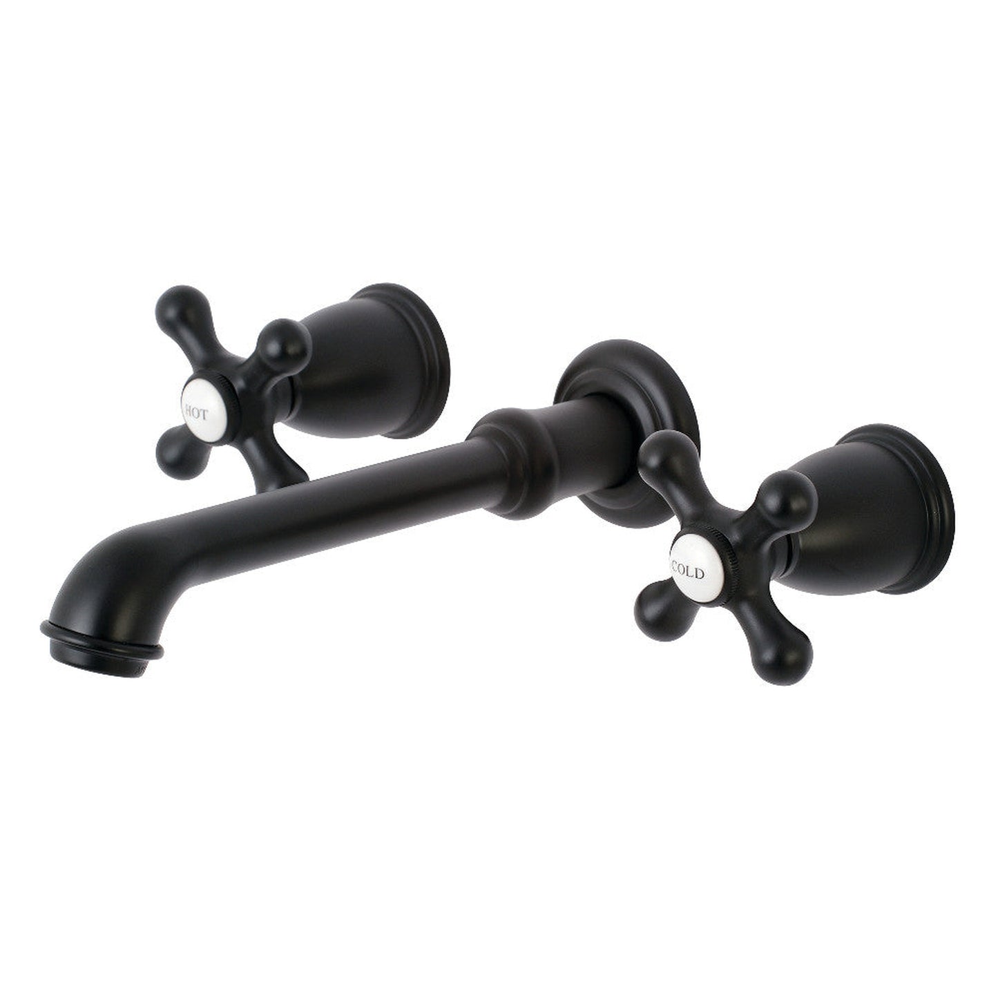 Kingston Brass KS7120AX English Country Two-Handle Wall Mount Bathroom Faucet, Matte Black