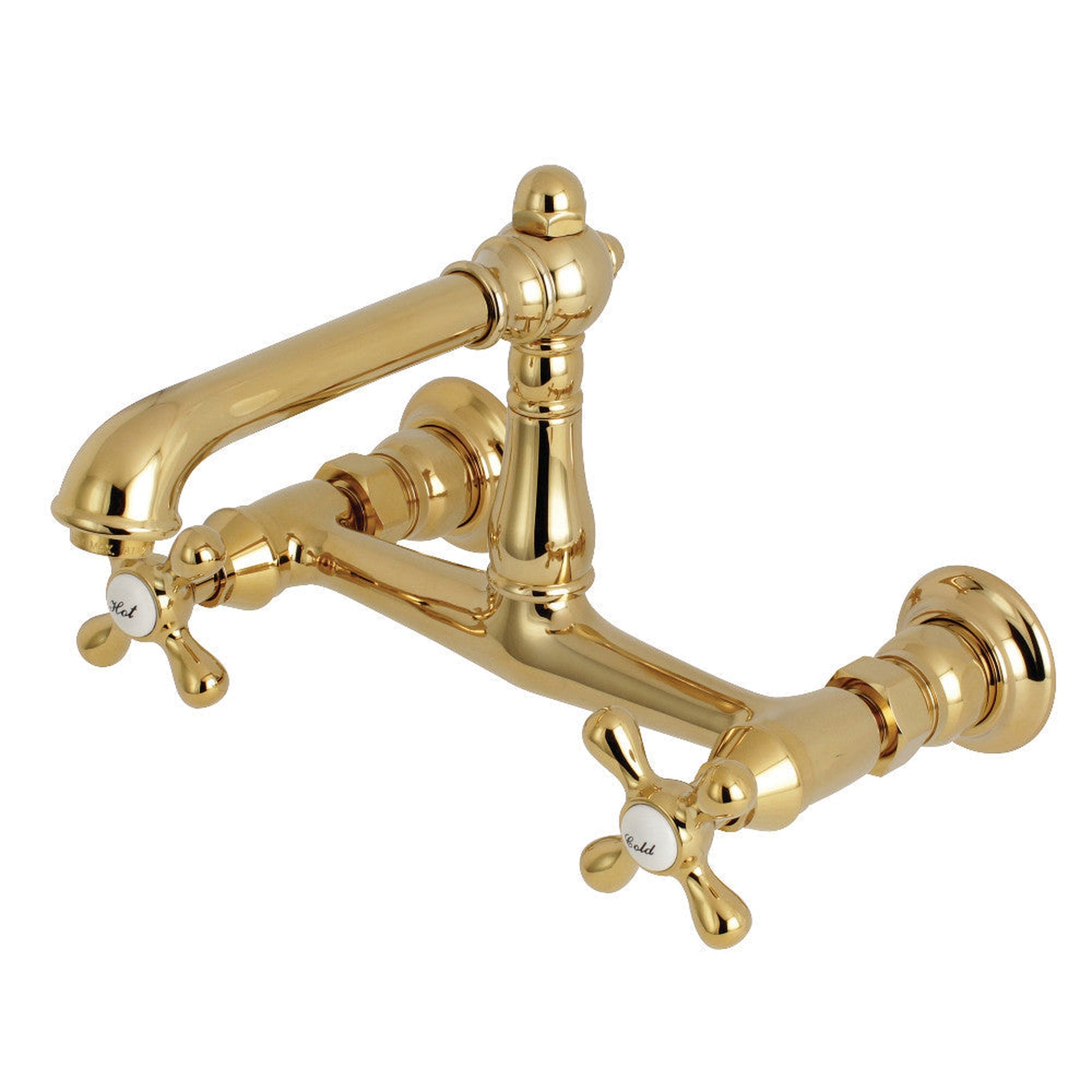 Kingston Brass KS7242AX 8-Inch Center Wall Mount Bathroom Faucet, Polished Brass