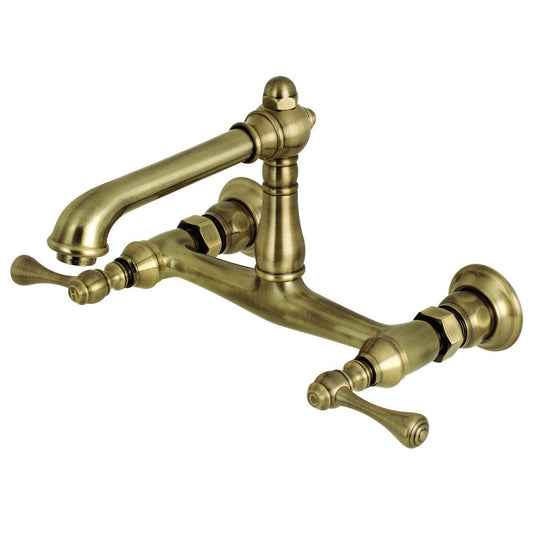 Kingston Brass KS7243BL Wall Mount Bathroom Faucet, Antique Brass