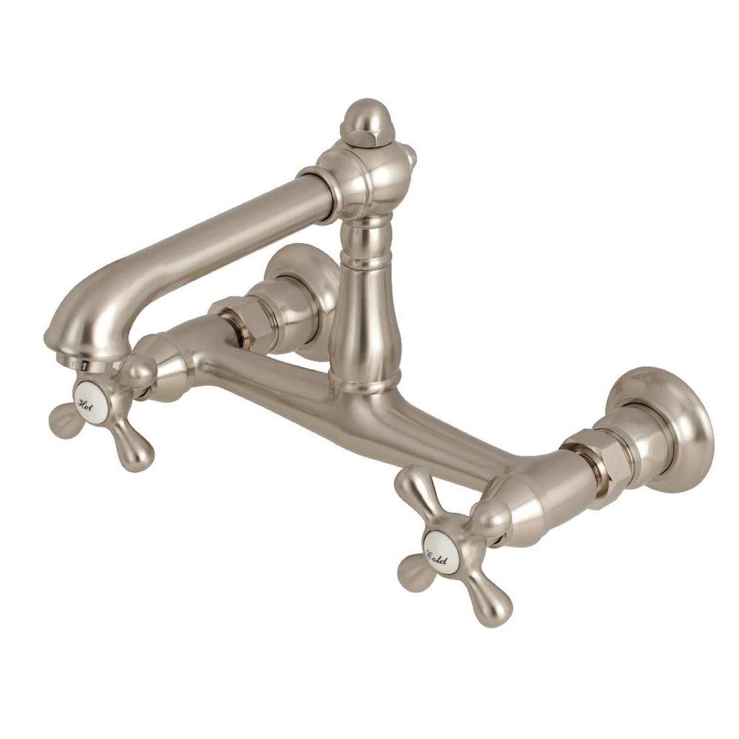 Kingston Brass KS7248AX 8-Inch Center Wall Mount Bathroom Faucet, Brushed Nickel