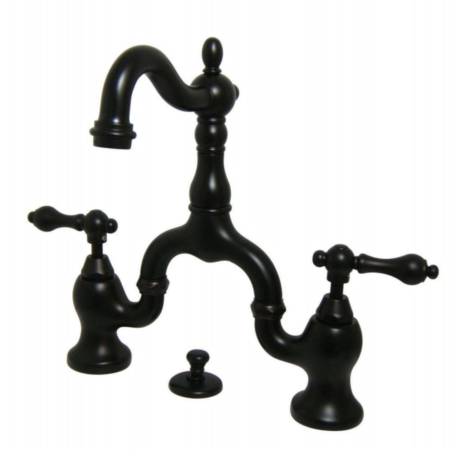 Kingston Brass KS7975AL English Country Bridge Bathroom Faucet with Brass Pop-Up, Oil Rubbed Bronze