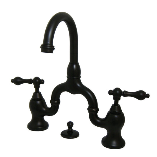 Kingston Brass KS7995AL English Country Bridge Bathroom Faucet with Brass Pop-Up, Oil Rubbed Bronze
