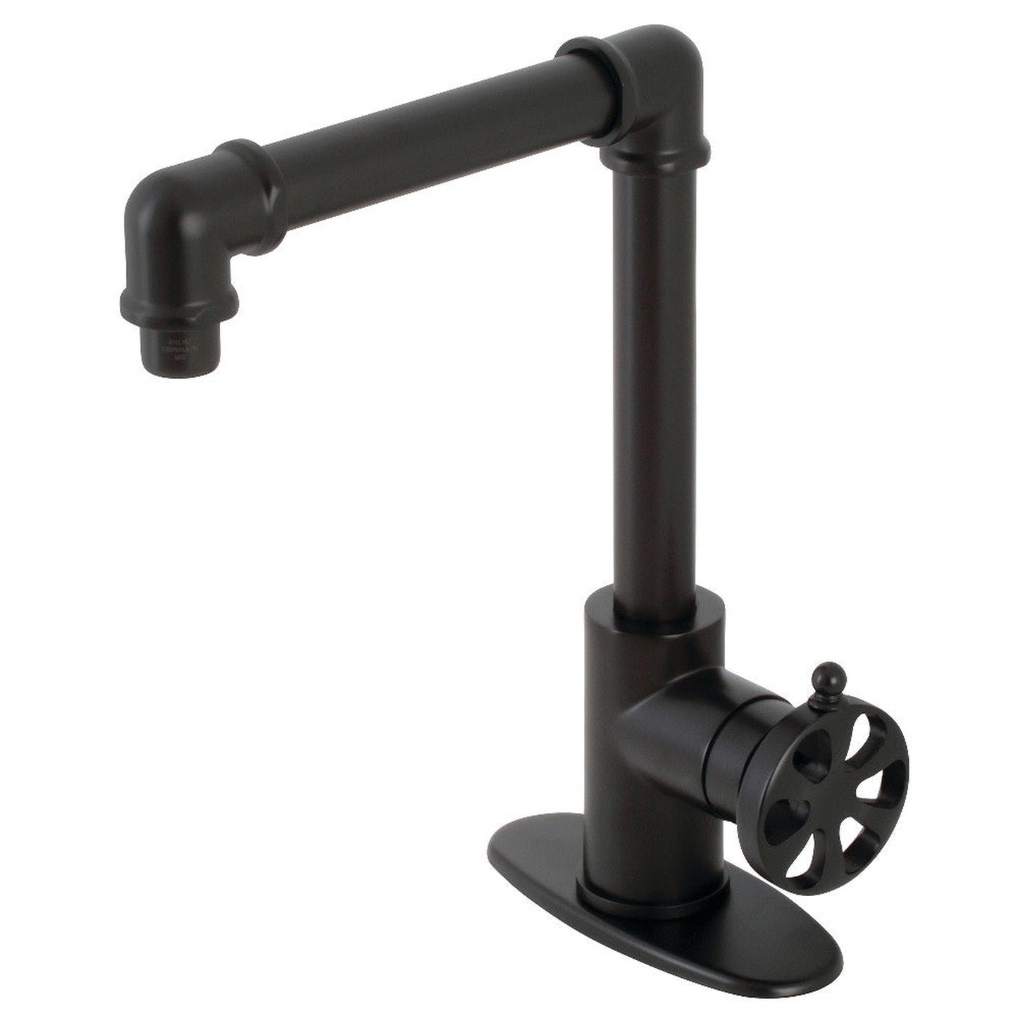 Kingston Brass KSD144RXMB Single-Handle 1-Hole Deck Mount Bathroom Faucet with Push Pop-Up in Matte Black