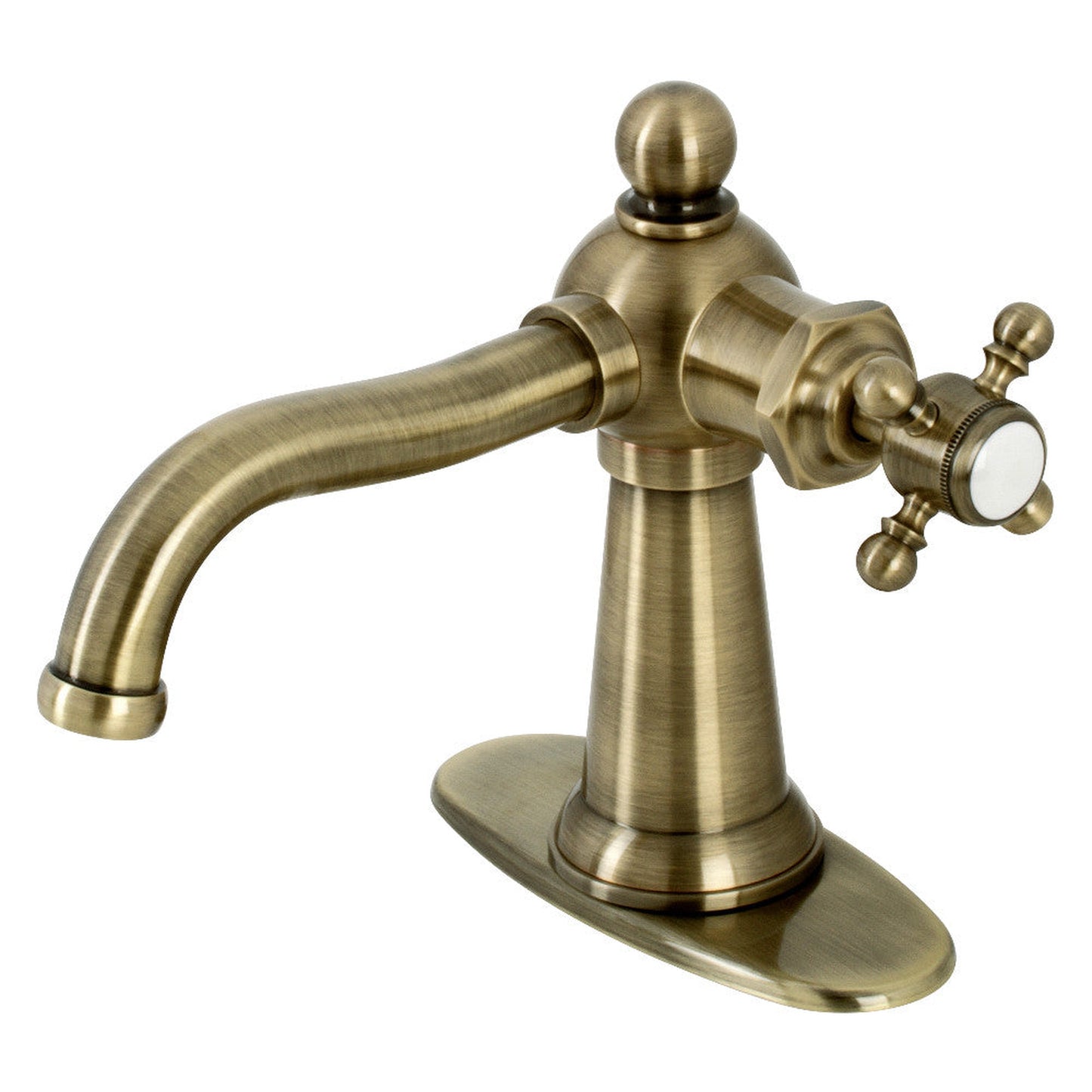 Kingston Brass KSD154BXAB Nautical Single-Handle Bathroom Faucet with Push Pop-Up, Antique Brass