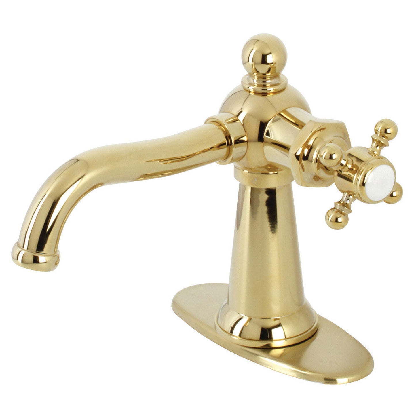 Kingston Brass KSD154BXPB Nautical Single-Handle Bathroom Faucet with Push Pop-Up, Polished Brass