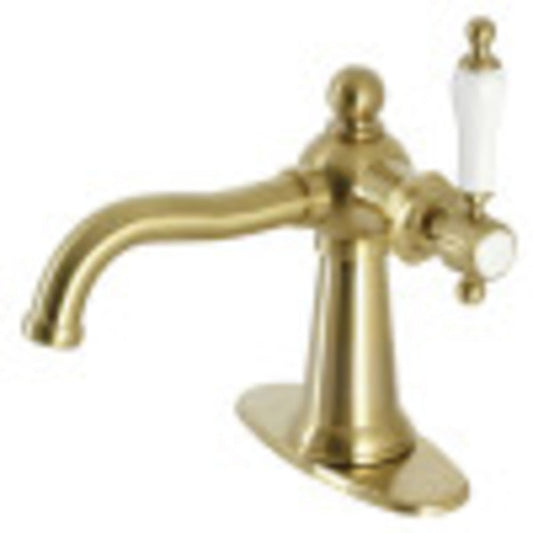 Kingston Brass KSD154KLBB Nautical Single-Handle Bathroom Faucet with Push Pop-Up, Brushed Brass