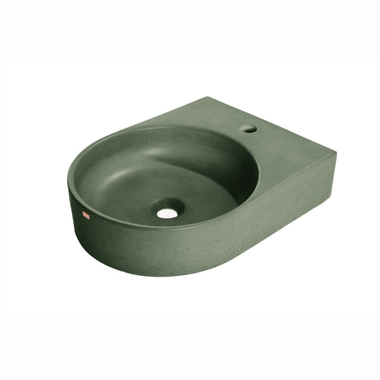 Konkretus Bahia01 15" Amazonic Green Wall-Mounted Round Vessel Concrete Bathroom Sink