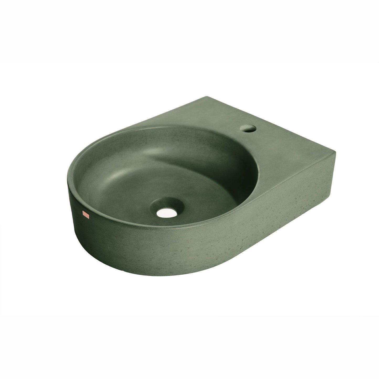 Konkretus Bahia01 15" Amazonic Green Wall-Mounted Round Vessel Concrete Bathroom Sink