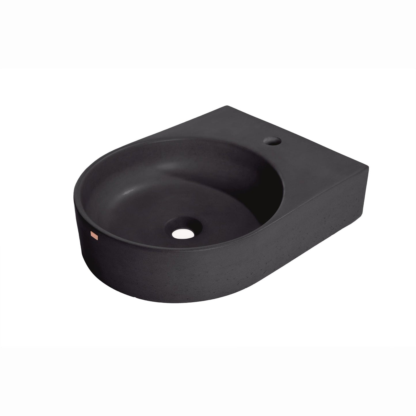 Konkretus Bahia01 15" Coal Black Wall-Mounted Round Vessel Concrete Bathroom Sink