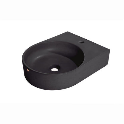 Konkretus Bahia01 15" Coal Black Wall-Mounted Round Vessel Concrete Bathroom Sink