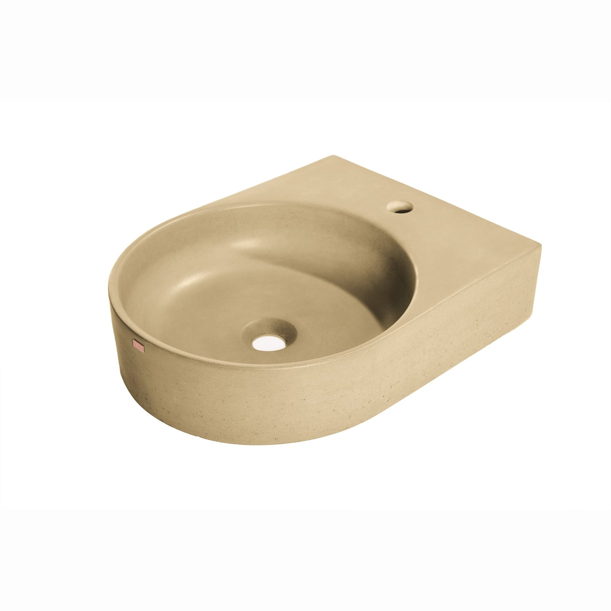 Konkretus Bahia01 15" Desert Brown Wall-Mounted Round Vessel Concrete Bathroom Sink