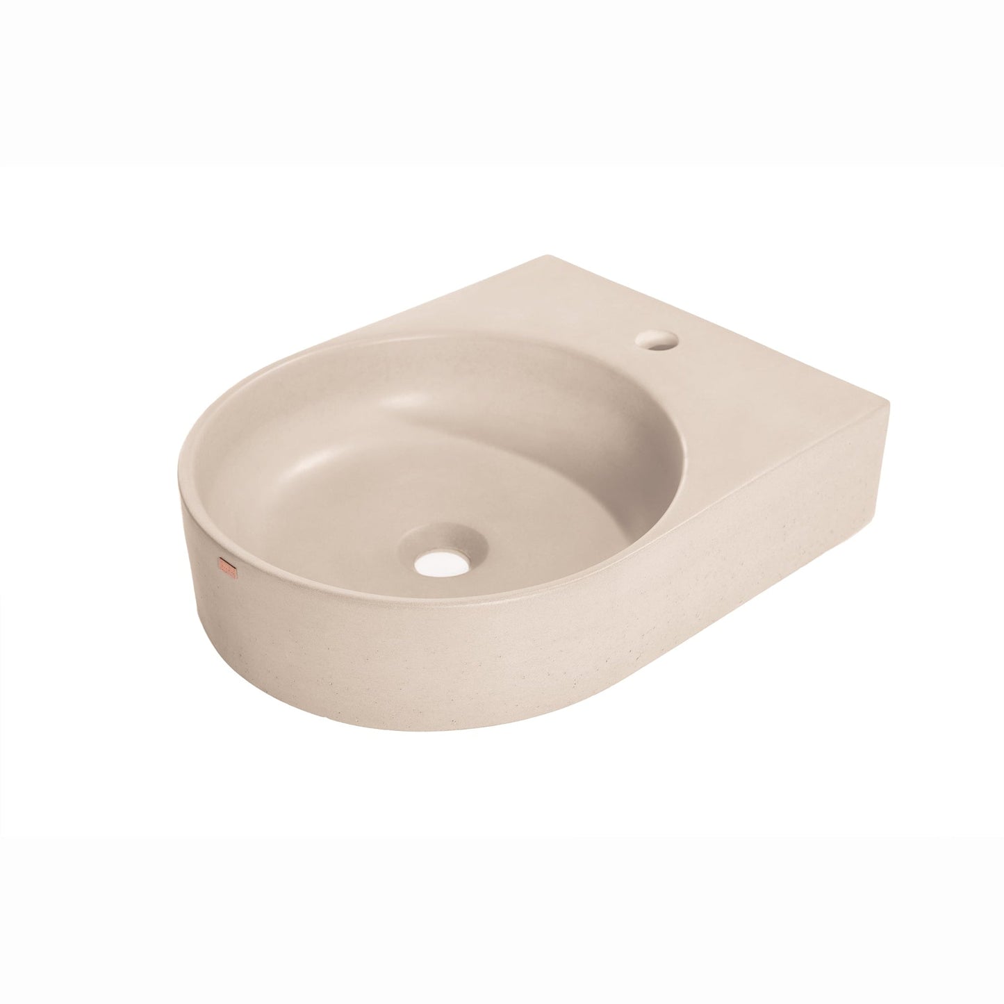 Konkretus Bahia01 15" Linen Beige Wall-Mounted Round Vessel Concrete Bathroom Sink