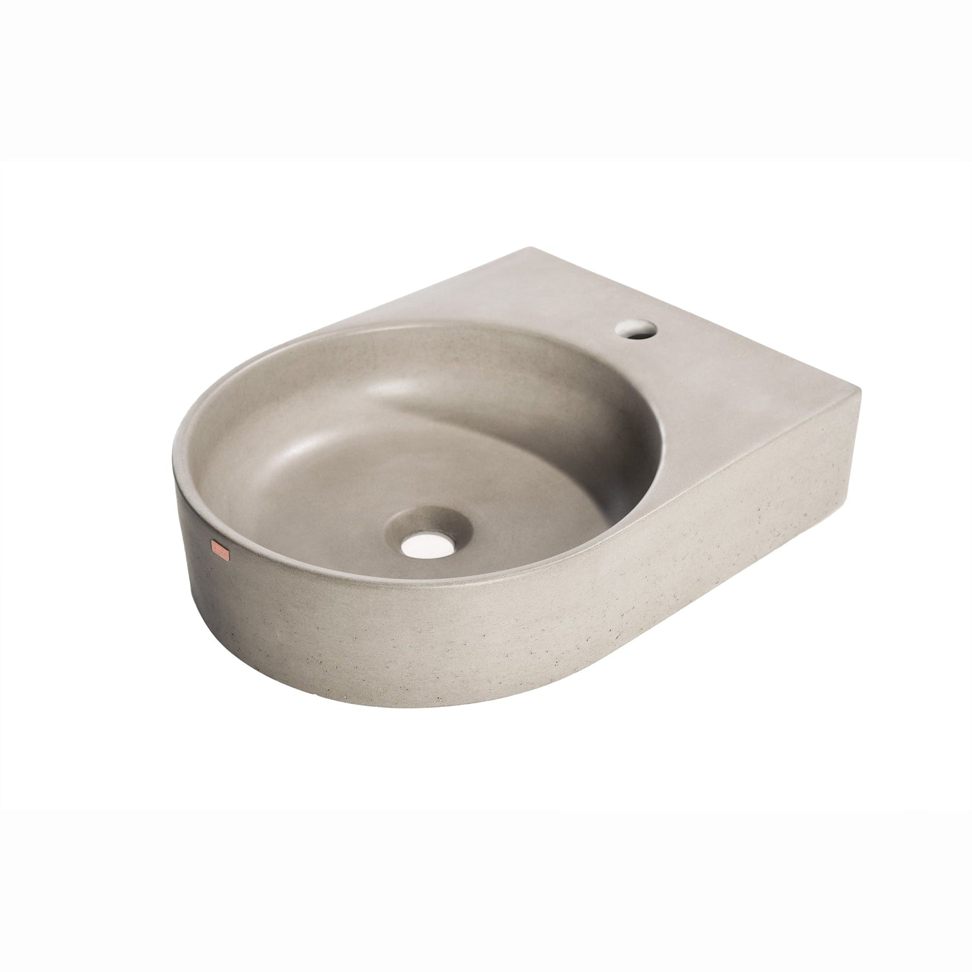 Konkretus Bahia01 15" Rain Gray Wall-Mounted Round Vessel Concrete Bathroom Sink