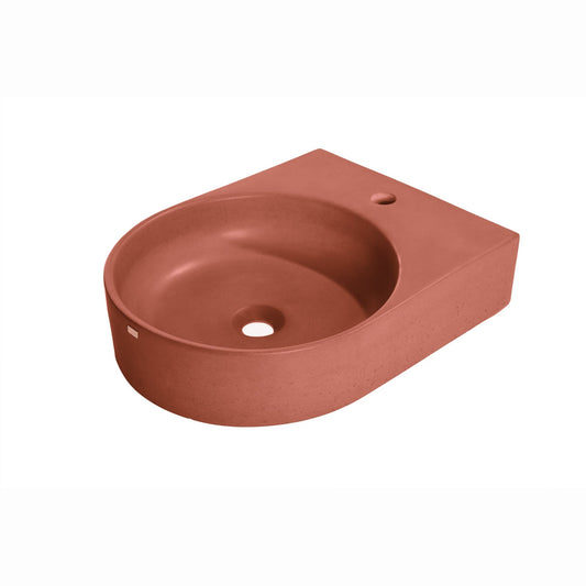 Konkretus Bahia01 15" Terracota Red Wall-Mounted Round Vessel Concrete Bathroom Sink