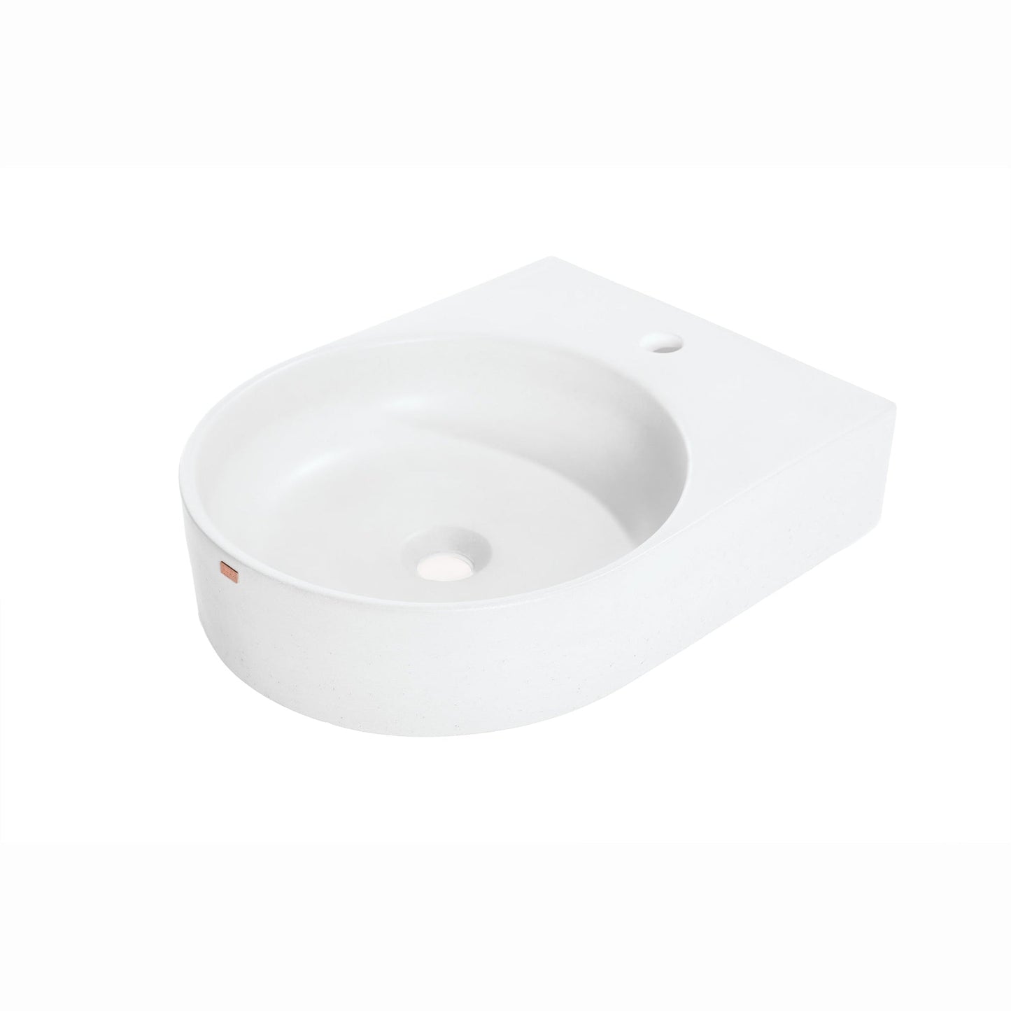 Konkretus Bahia01 15" Tulum White Wall-Mounted Round Vessel Concrete Bathroom Sink