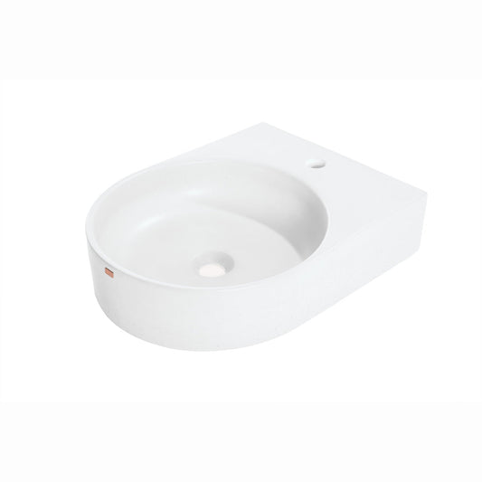 Konkretus Bahia01 15" Tulum White Wall-Mounted Round Vessel Concrete Bathroom Sink