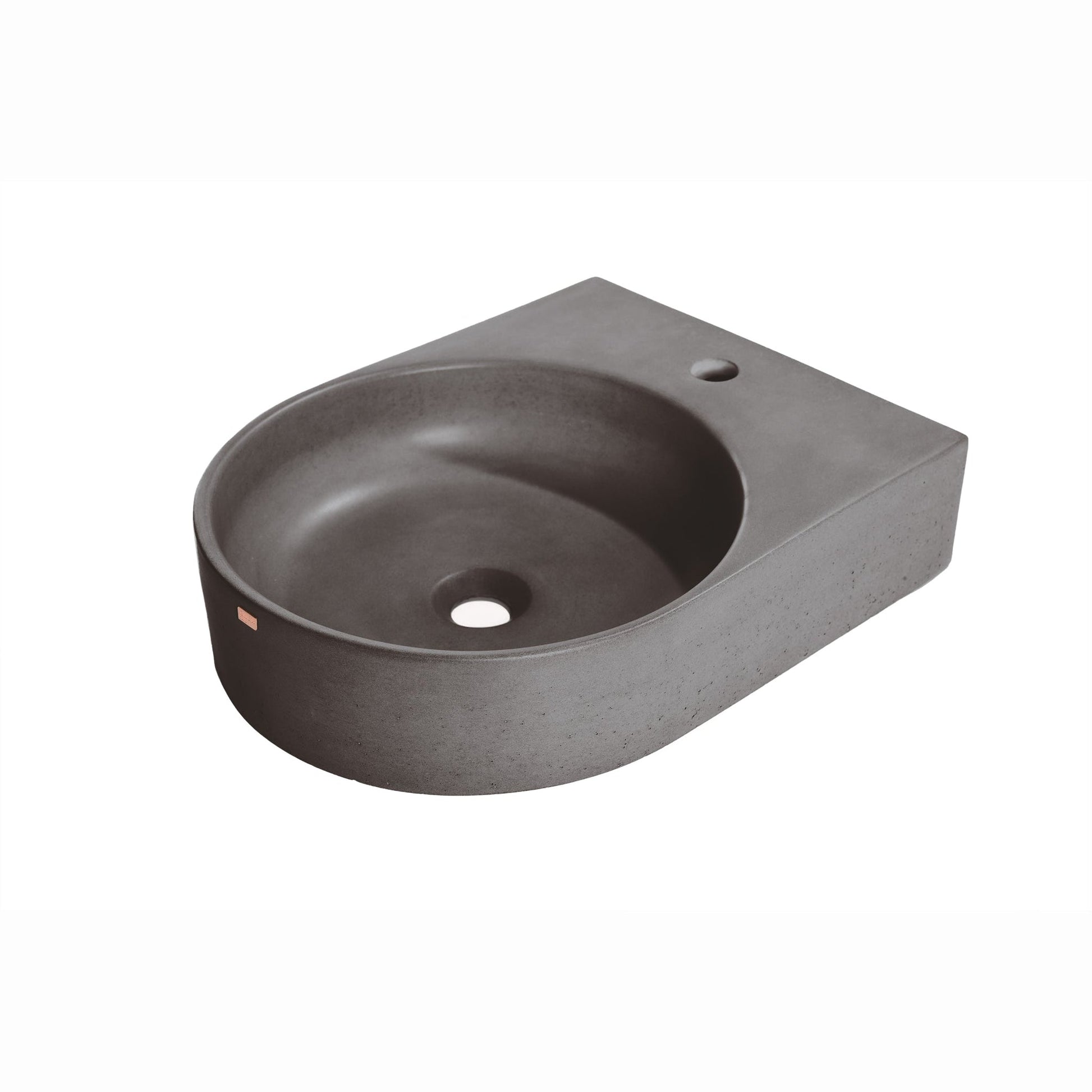 Konkretus Bahia01 15" Volcanic Gray Wall-Mounted Round Vessel Concrete Bathroom Sink