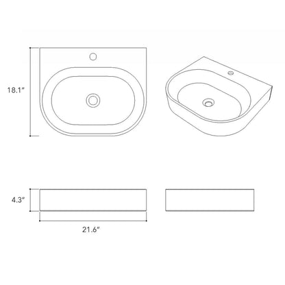 Konkretus Bahia02 22" Amazonic Green Wall-Mounted Vessel Concrete Bathroom Sink