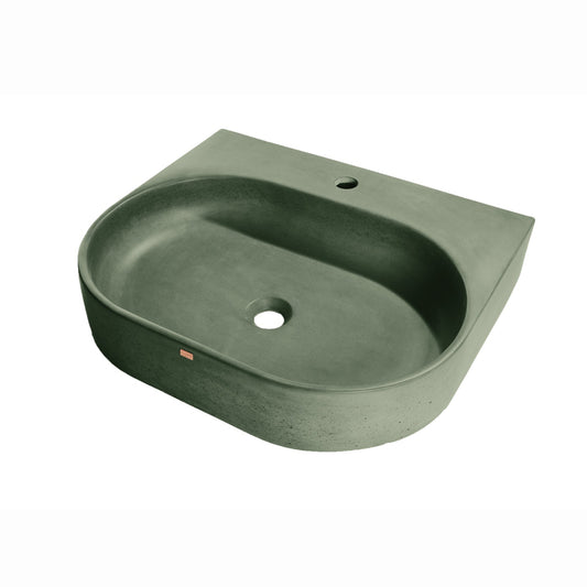 Konkretus Bahia02 22" Amazonic Green Wall-Mounted Vessel Concrete Bathroom Sink