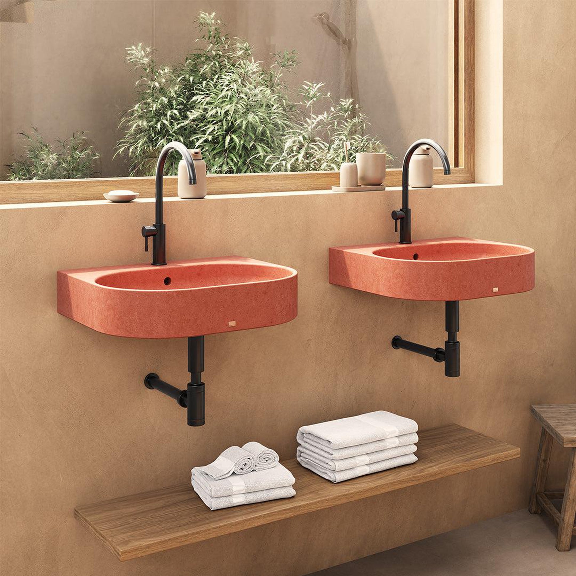 Konkretus Bahia02 22" Antilles Orange Wall-Mounted Vessel Concrete Bathroom Sink