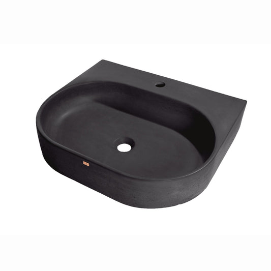 Konkretus Bahia02 22" Coal Black Wall-Mounted Vessel Concrete Bathroom Sink