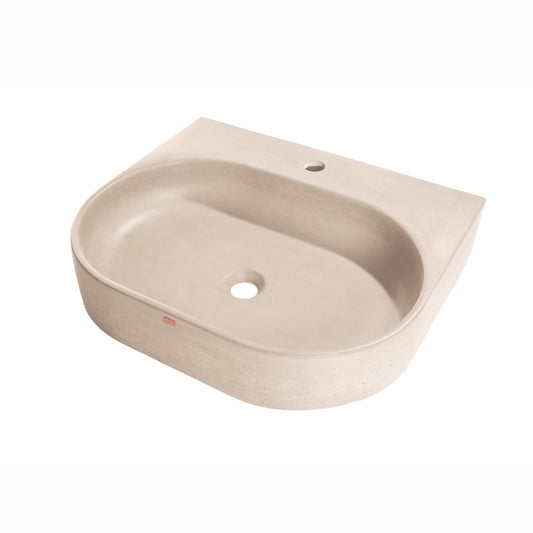 Konkretus Bahia02 22" Linen Beige Wall-Mounted Vessel Concrete Bathroom Sink