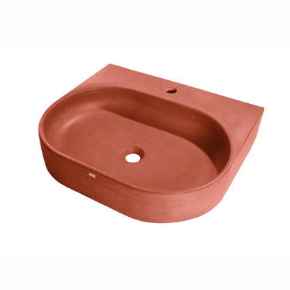 Konkretus Bahia02 22" Terracotta Red Wall-Mounted Vessel Concrete Bathroom Sink