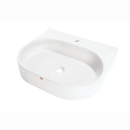 Konkretus Bahia02 22" Tulum White Wall-Mounted Vessel Concrete Bathroom Sink