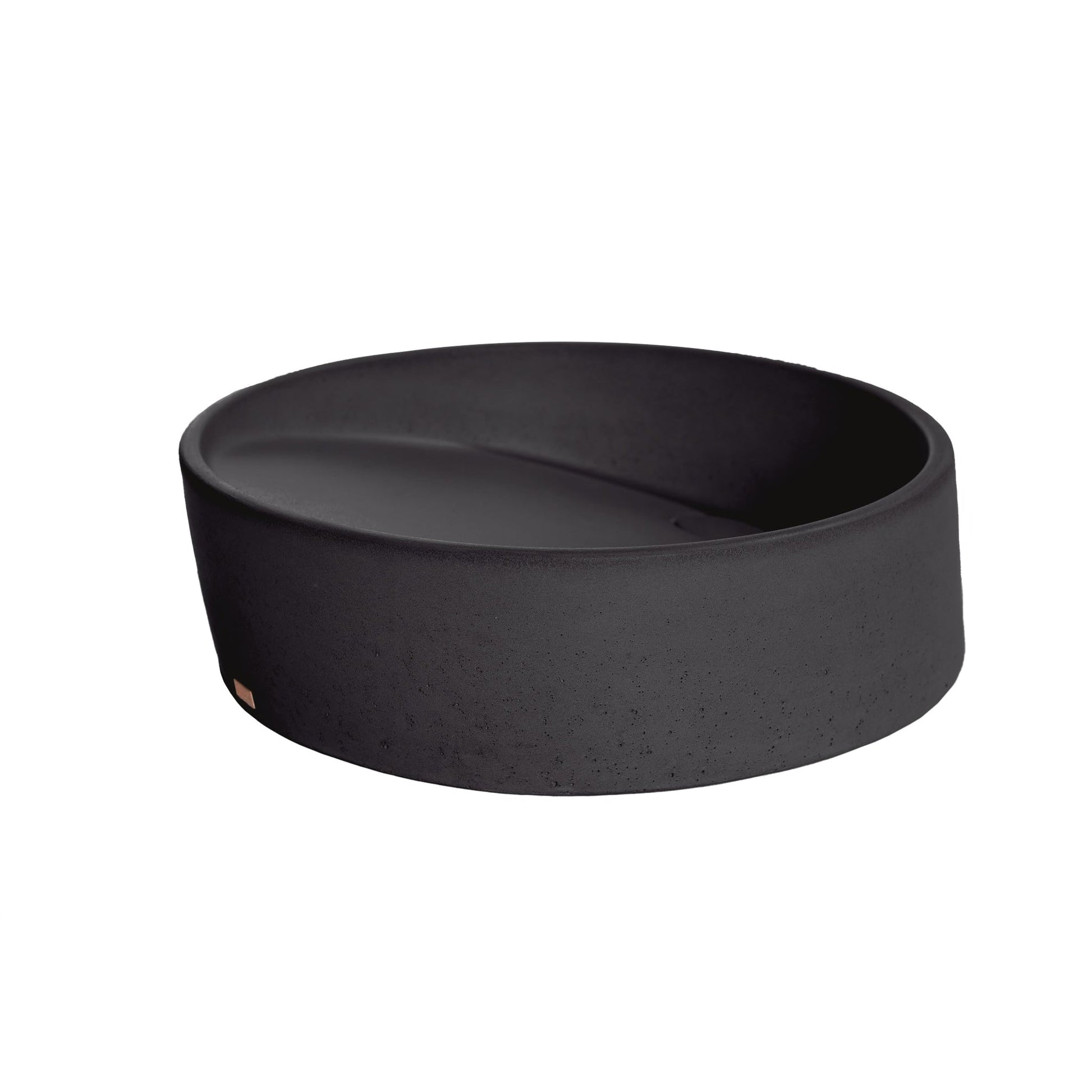 Konkretus Dal01 15" Coal Black Top Mount Round Vessel Concrete Bathroom Sink
