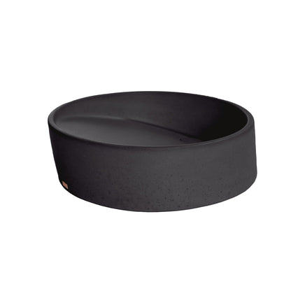 Konkretus Dal01 15" Coal Black Top Mount Round Vessel Concrete Bathroom Sink