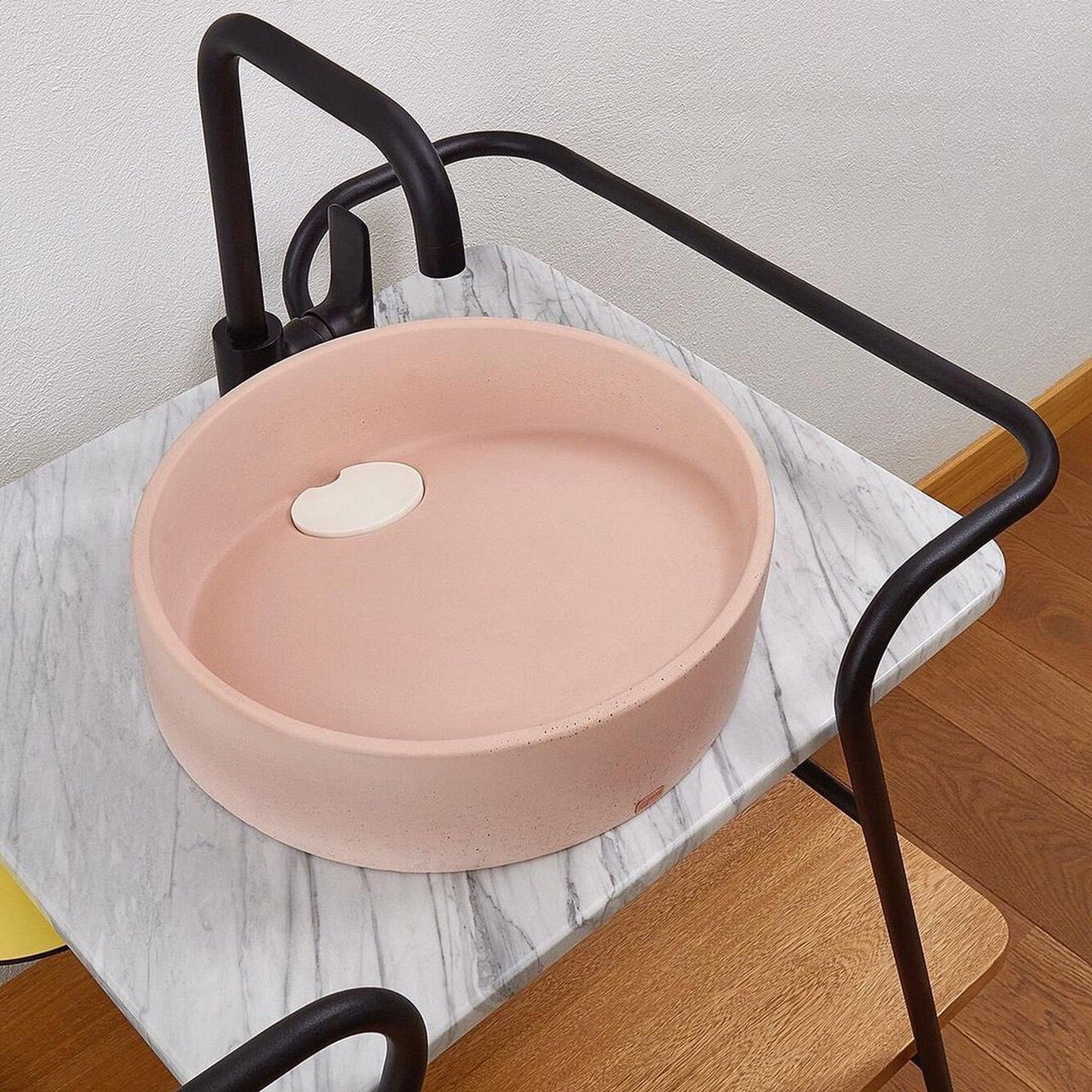 Konkretus Dal01 15" Coral Light Red Top Mount Round Vessel Concrete Bathroom Sink