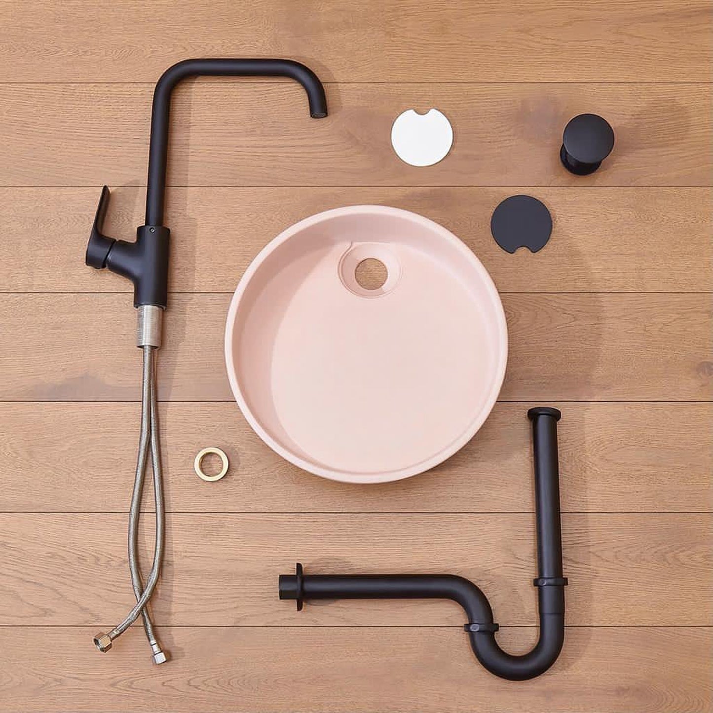 Konkretus Dal01 15" Coral Light Red Top Mount Round Vessel Concrete Bathroom Sink