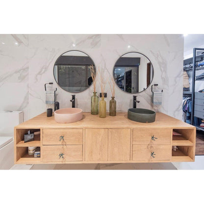 Konkretus Dal01 15" Coral Light Red Top Mount Round Vessel Concrete Bathroom Sink