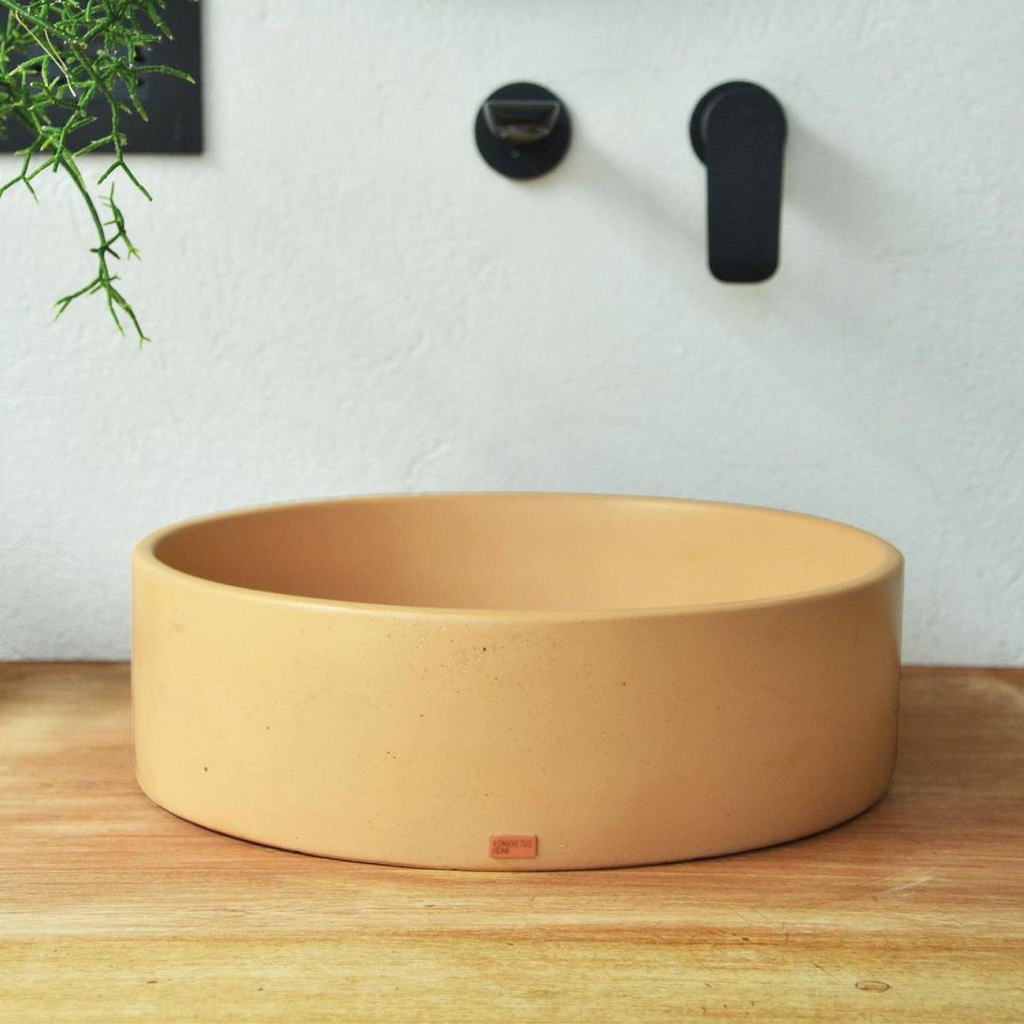 Konkretus Dal01 15" Dune Yellow Top Mount Round Vessel Concrete Bathroom Sink