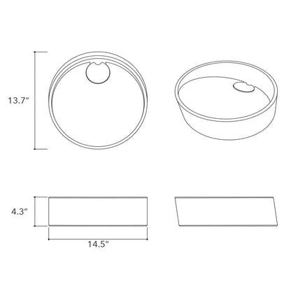 Konkretus Dal01 15" Rain Gray Top Mount Round Vessel Concrete Bathroom Sink