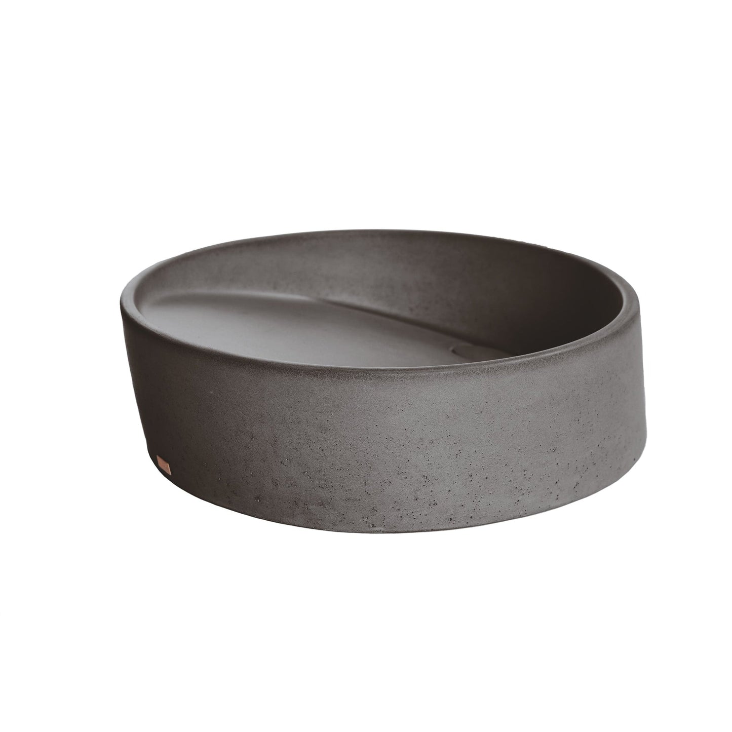 Konkretus Dal01 15" Volcanic Gray Top Mount Round Vessel Concrete Bathroom Sink